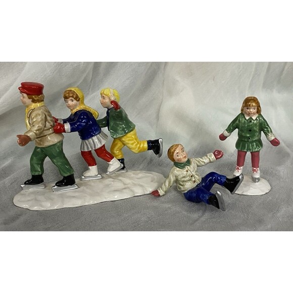 Dept 56 "Crack The Whip Skaters" Set of 3 #5171-3 The Original Snow Village - Picture 1 of 8